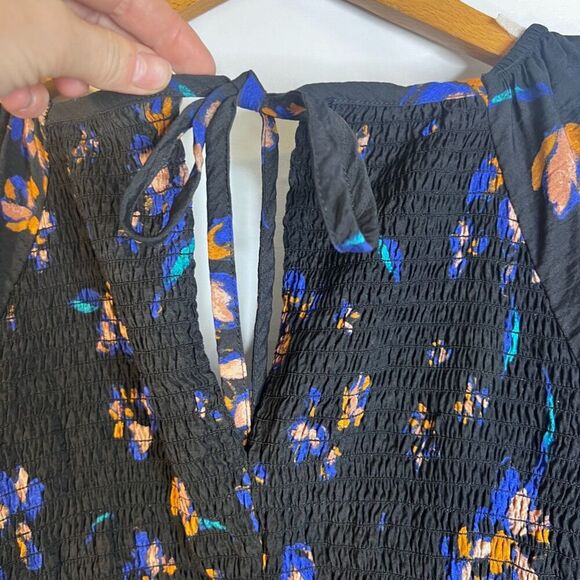 Ava & Viv Navy Floral Boho Puff Sleeve Peplum Vneck Blouse Size X(14W) - Picture 6 of 10